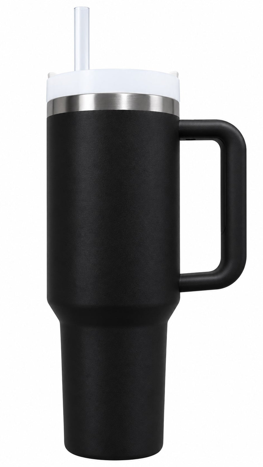 Matte Black Custom Tumbler – VIMZO HYDRATE insulated tumbler with handle and straw